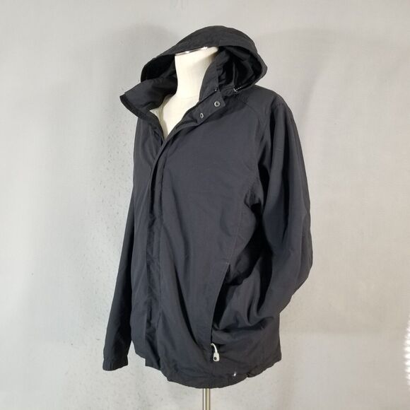 LL Bean windbreaker jacket men's large black hooded outdoor lined - Picture 4 of 7